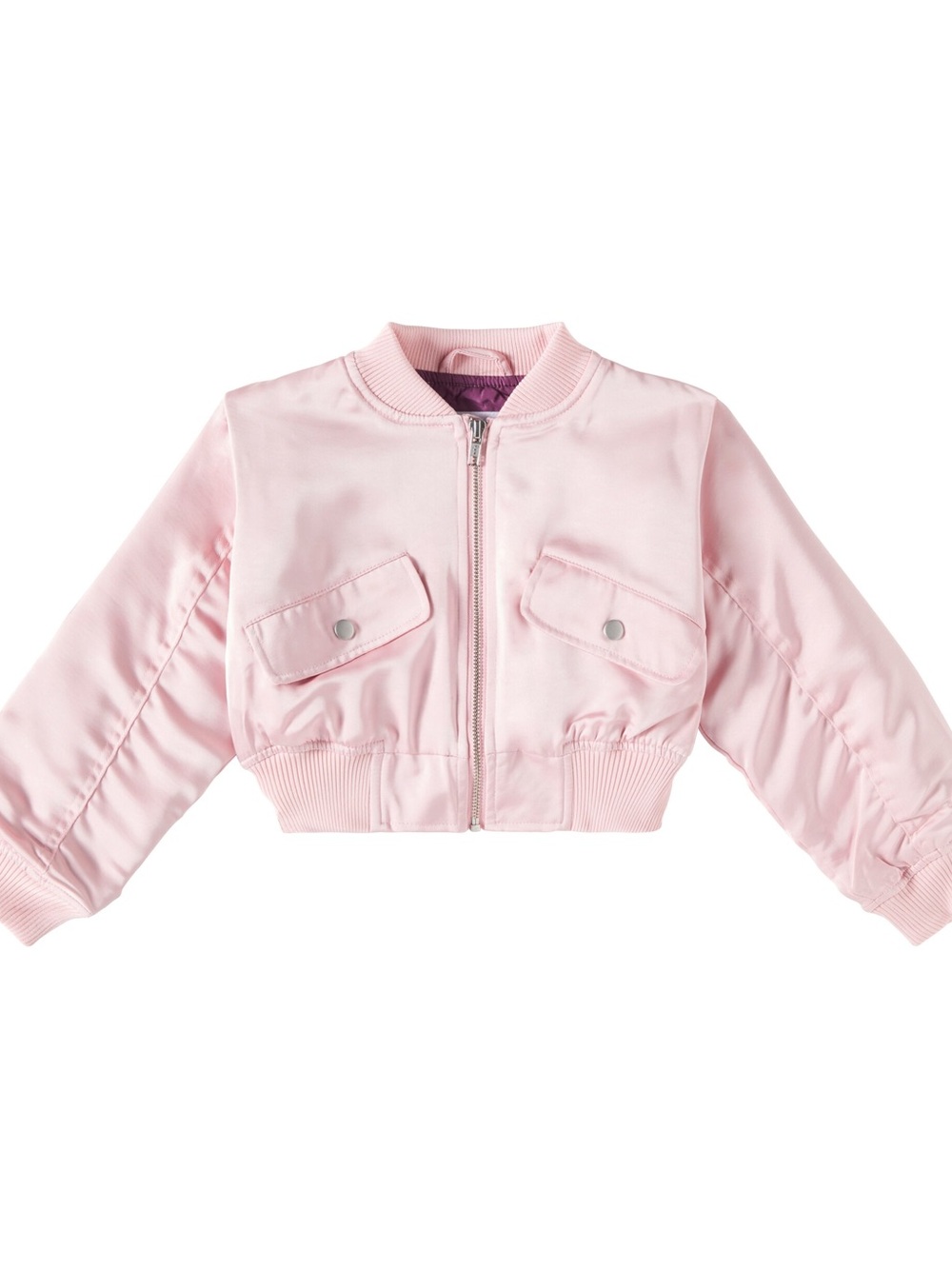 Molo Girls' Pink Satin Bomber Jacket 5Y